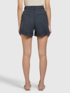 Khujo Shorts Loosefit Bandplooibroek Elida Dames Donkerblauw -Mode Kleding 065952582fbe9fcee8ad2baaa193889b