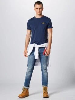 Alpha Industries T-shirts Regular Fit Shirt Heren Navy -Mode Kleding 15d8a559173f8096ef574353a7649e21