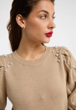 Faina Fijngebreide Truien Trui Dames Donkerbeige -Mode Kleding 364e6e288f9fb11047fdebe8885cd191