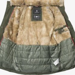 Marikoo Winterjassen Winterjas Nekoo Dames Kaki -Mode Kleding 586b61b98412af626692897814e0ca53