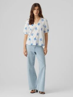 Vero Moda Blouses Met Korte Mouw Blouse Ursula Dames Wit -Mode Kleding 6e21a6604bf207413c84ea94d27c4fdb