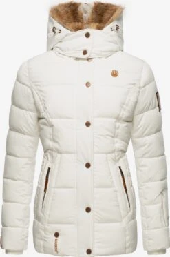 Marikoo Winterjassen Winterjas Nekoo Dames Wit -Mode Kleding 8b27901da61878837577dbed258a41a4