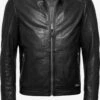 Mustang Leren Jassen Tussenjas Salvador Heren Zwart -Mode Kleding c3af04cdcd007cad6b82300269b6fd03