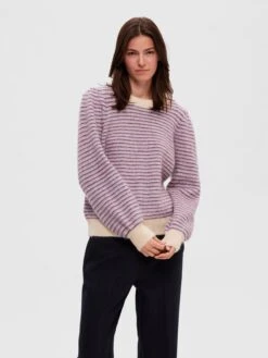 Selected Femme Fijngebreide Truien Trui MOLA MIA Dames Beige -Mode Kleding e2a434afc8792f9ae928f02b1ab4ece6