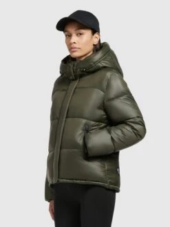 Khujo Winterjassen Winterjas Valona Dames Donkergroen -Mode Kleding ef87876afa093eac9520fd8ff66406ad