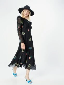 WAREHOUSE Cocktailjurken Cocktailjurk William Morris Dames Zwart -Mode Kleding f23d82d6b56e2eb68236667624a27084